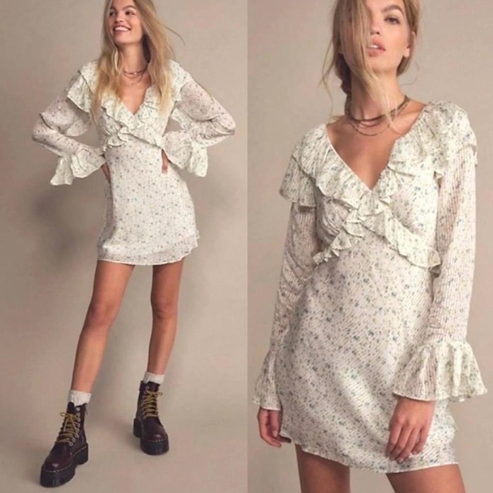 Free People Sweetest Thing Ruffle Mini Dress Size 6